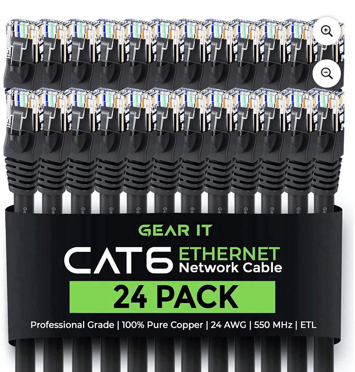 Cat 6 Ethernet Cable (24-Pack 0.5 Feet) Cat6 Network Patch, 10Gbps, RJ45, Sna…