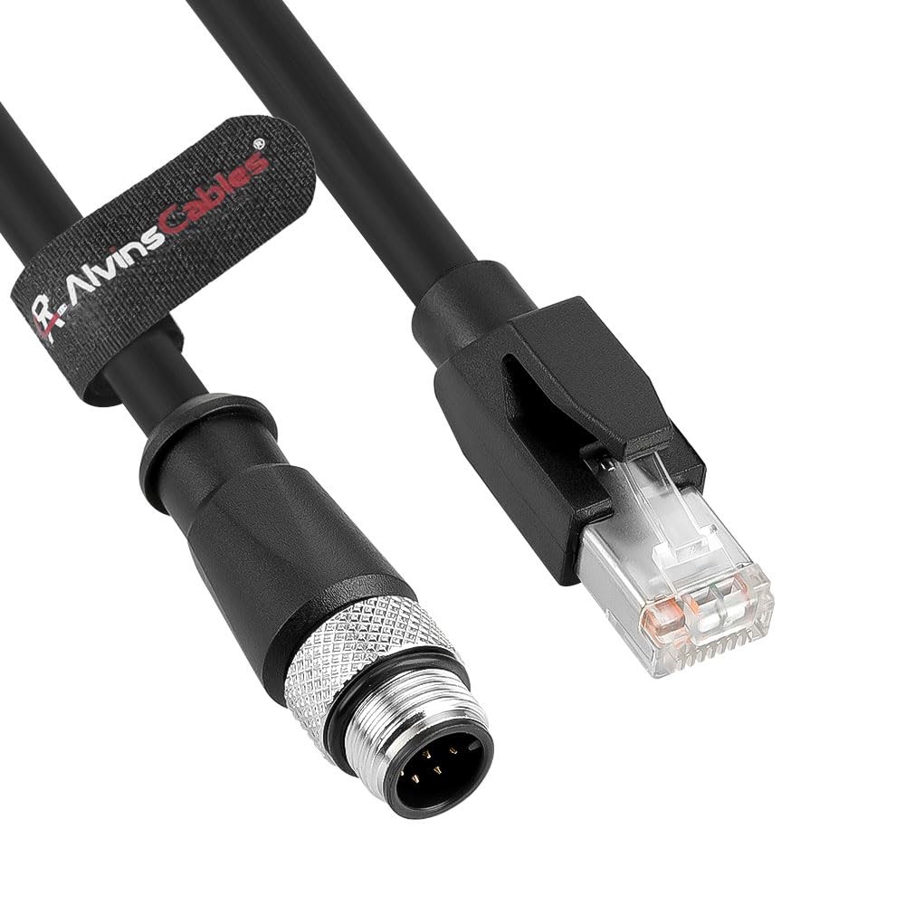 3.3ft M12 A-Code 8 Pin to RJ45 Cat6a Ethernet Cable for Industrial Automation