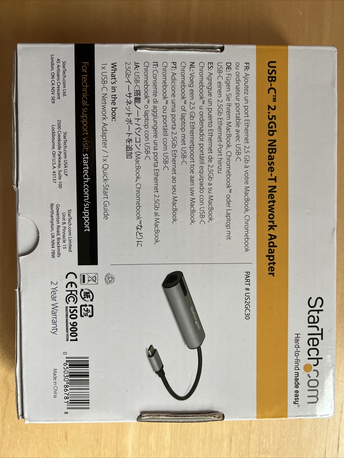 StarTech USB 3.0 Type-C to 2.5 Gigabit Ethernet Adapter US2GC30