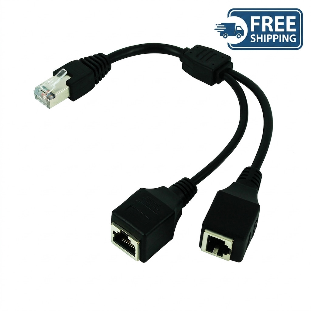 RJ45 Ethernet Splitter Cable 1 to 2 Way LAN Network Adapter Cat6 Cat5e Connector