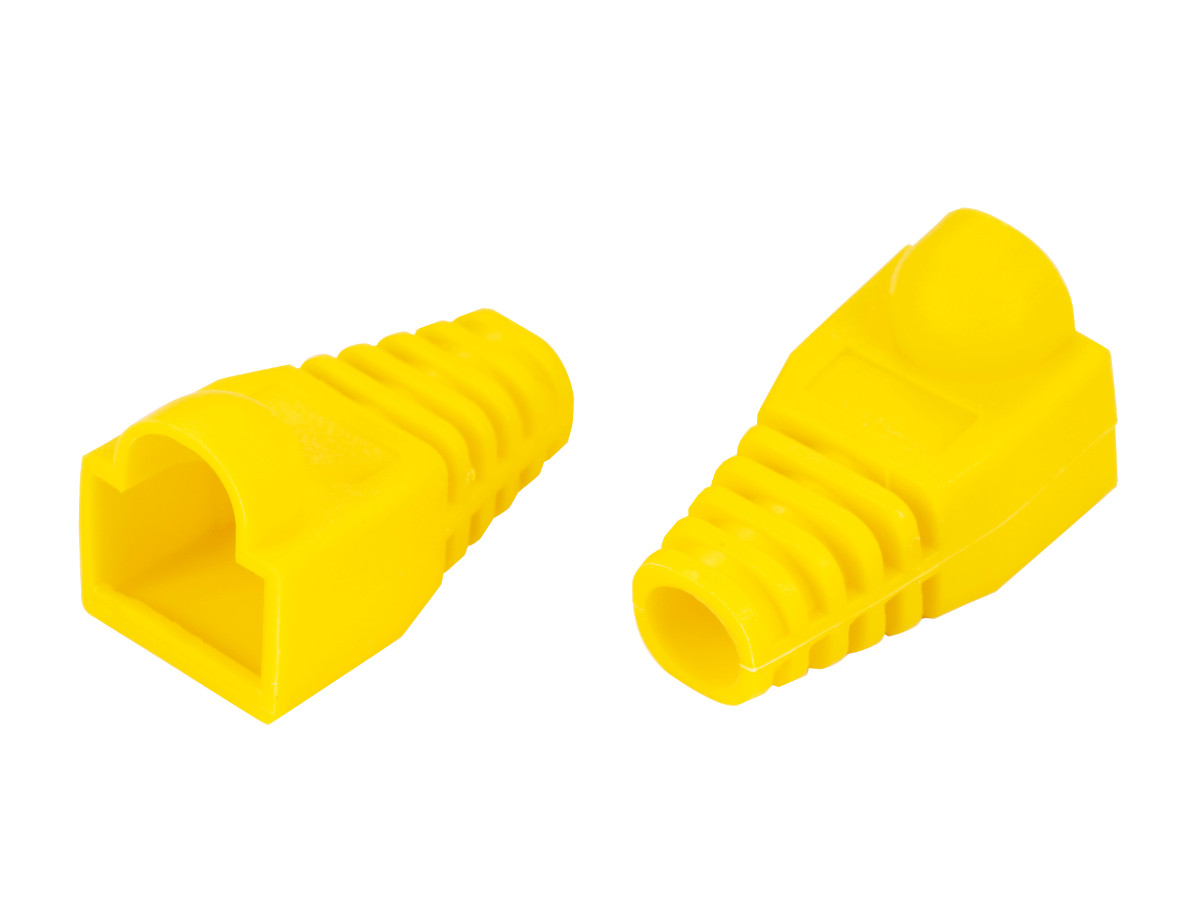 RJ45 Strain Relief Boot Yellow Cat5e/Cat6 End Cap Ethernet Cable Plug Cover LOT