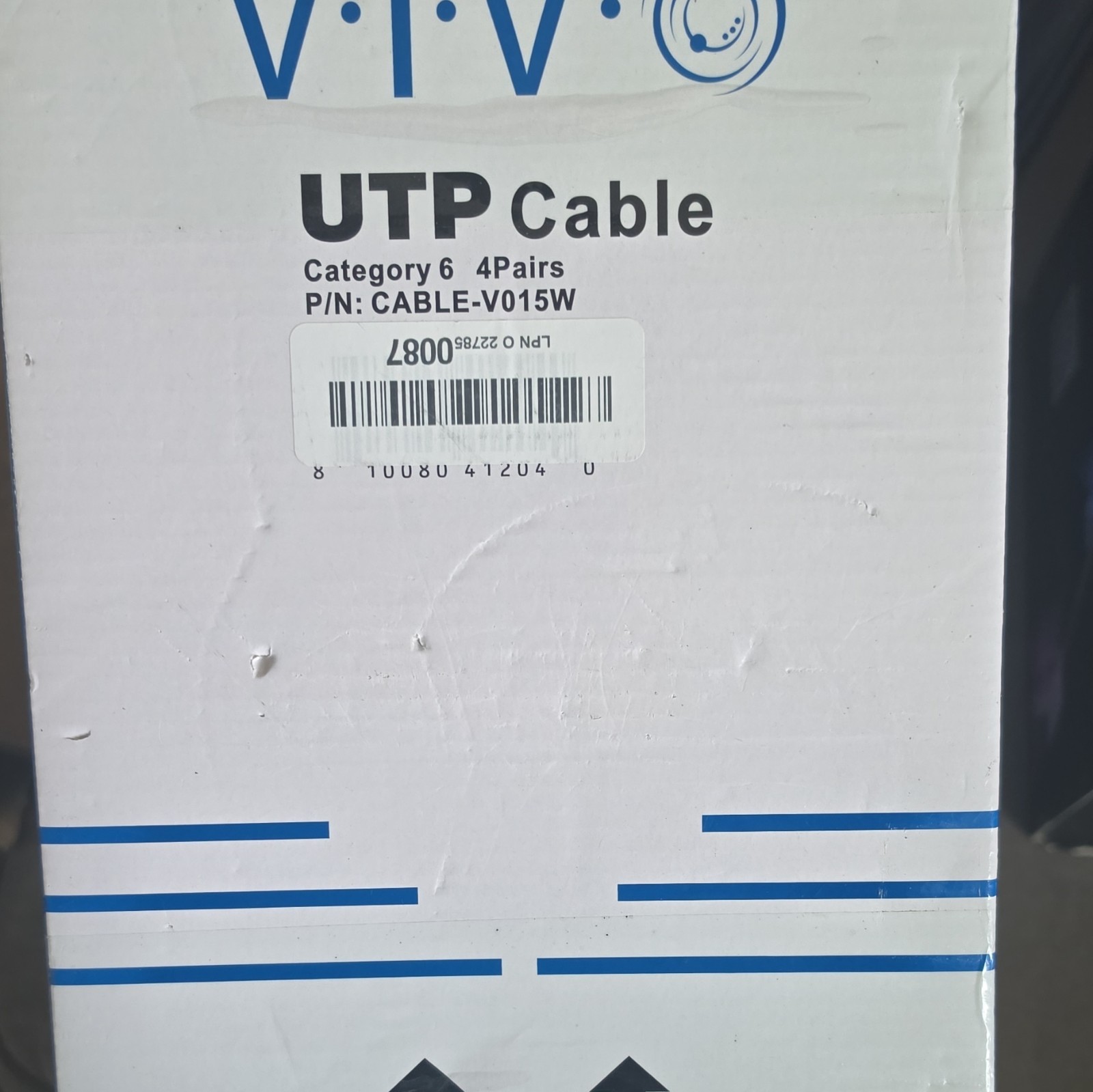 Vivo CAT6 Ethernet Cable 4Pair Wire UTP Pull Box 250ft Box Cable-V015W