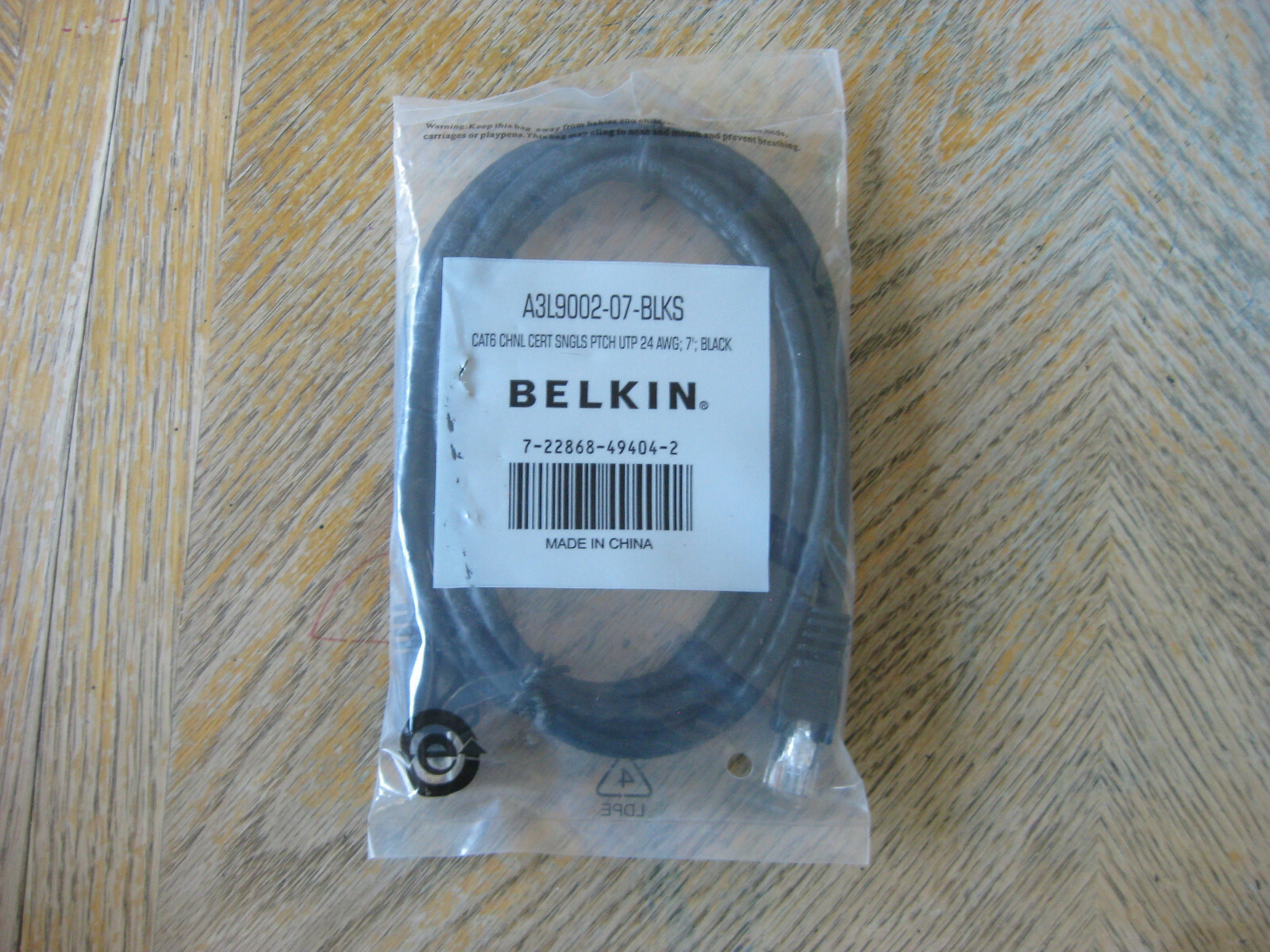 Belkin CAT6 Networking Cable 7 ft. Black A3L9002-07-BLKS Snagless Ethernet