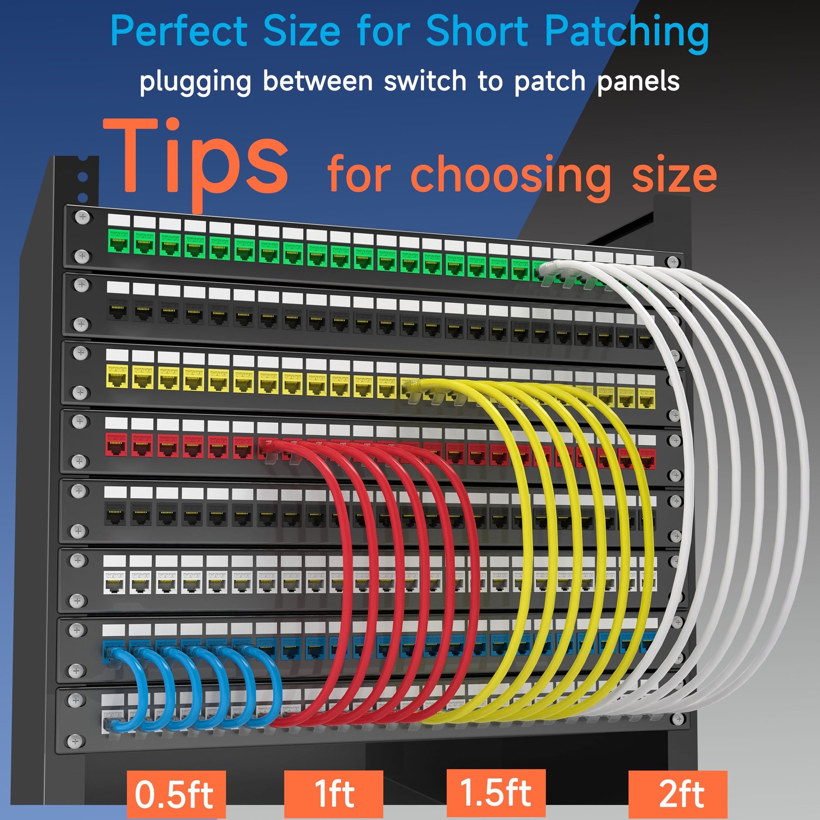 10 PCS Cat6 Ethernet Patch Cable 1 ft Network Patch Cord 10G Black Wire