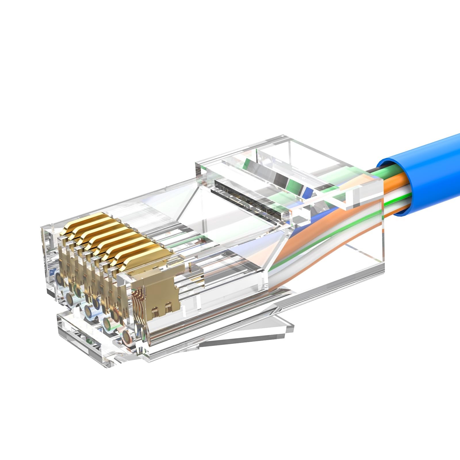 100 PCS RJ45 Connectors Cat 6 Unshielded Modular Plug For Stranded UTP Cable