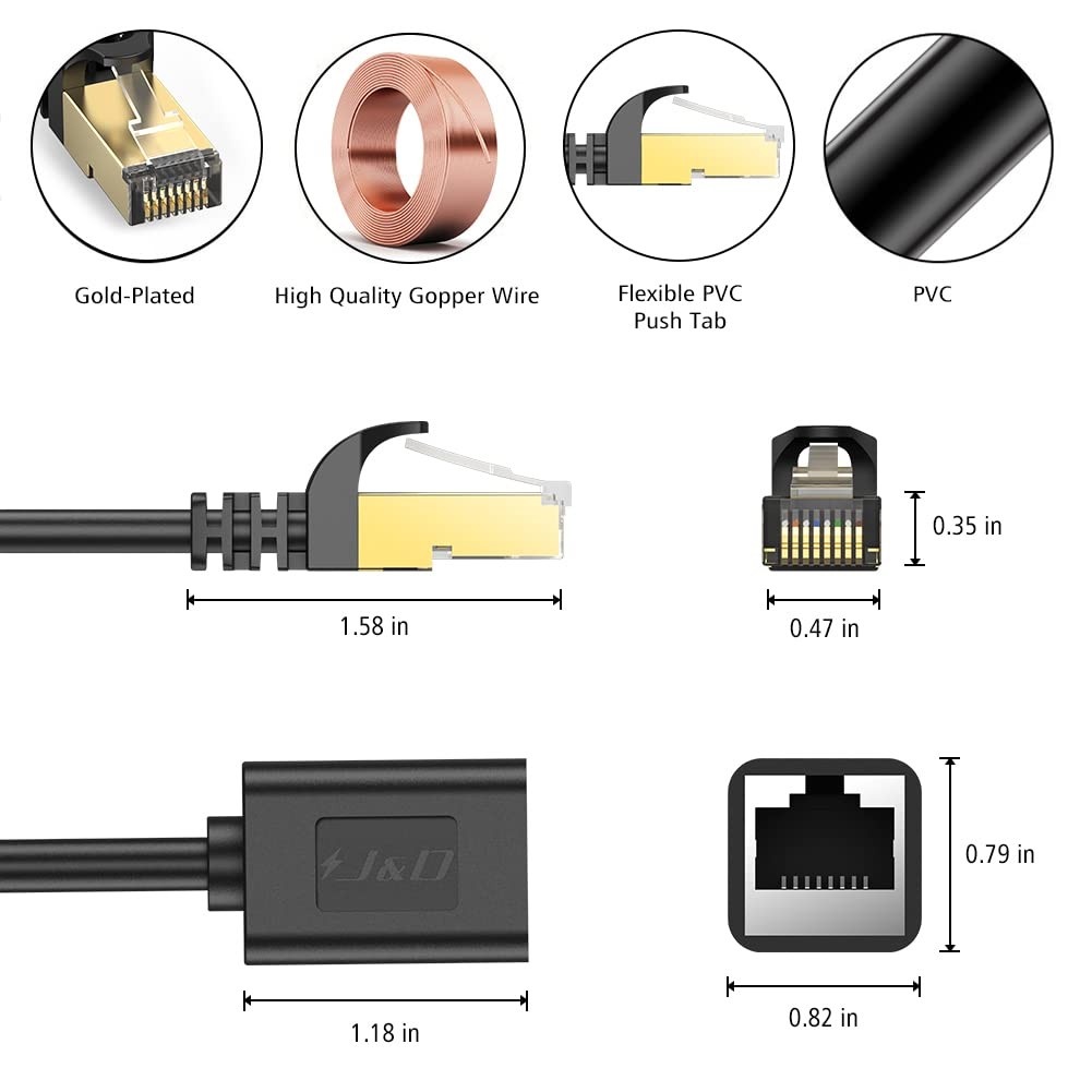 J&D Ethernet Extension Cable (2 Pack), Cat 6 Ethernet Extender Cable Adapter …