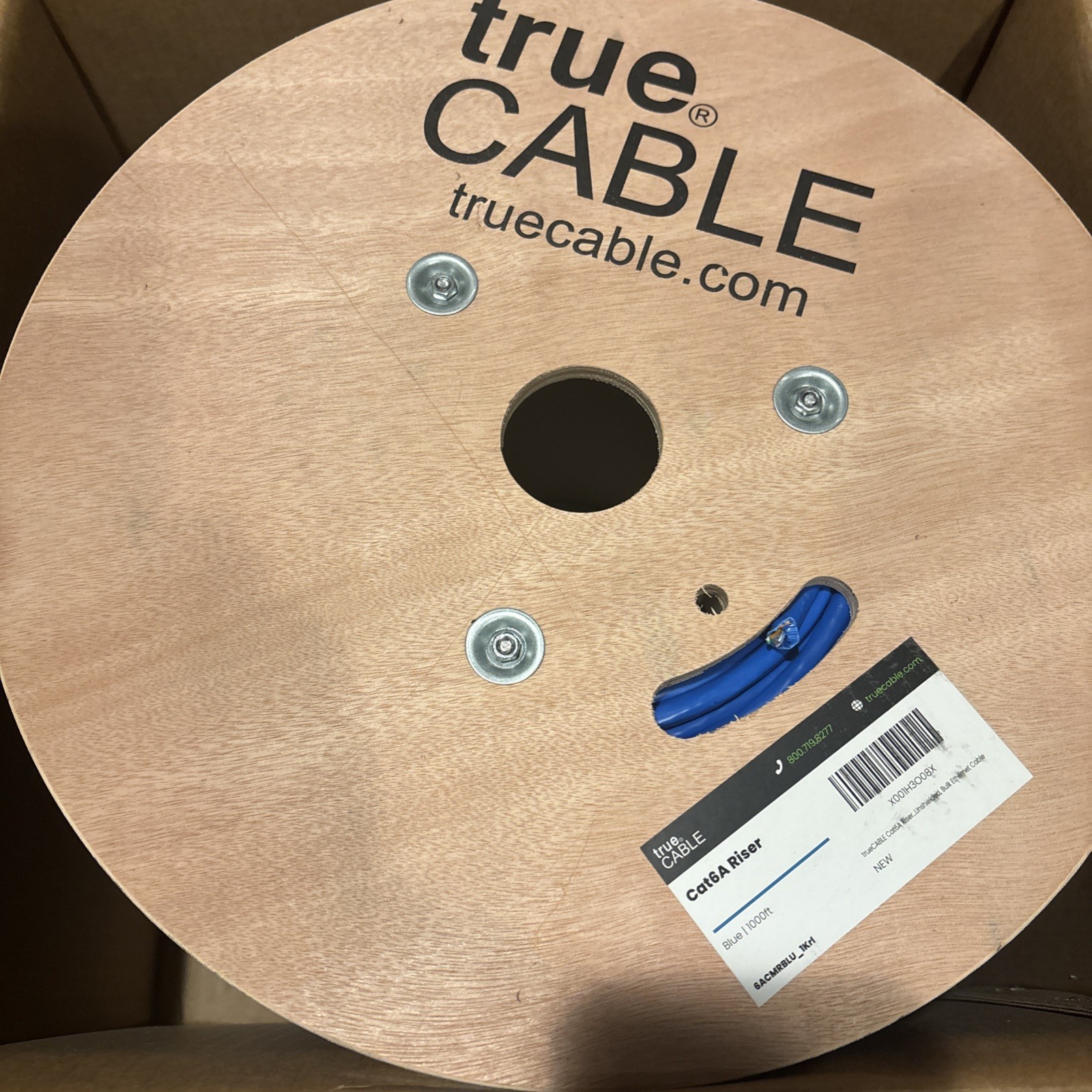True Cable Cat 6A Riser Ethernet, new blue /1000 feet