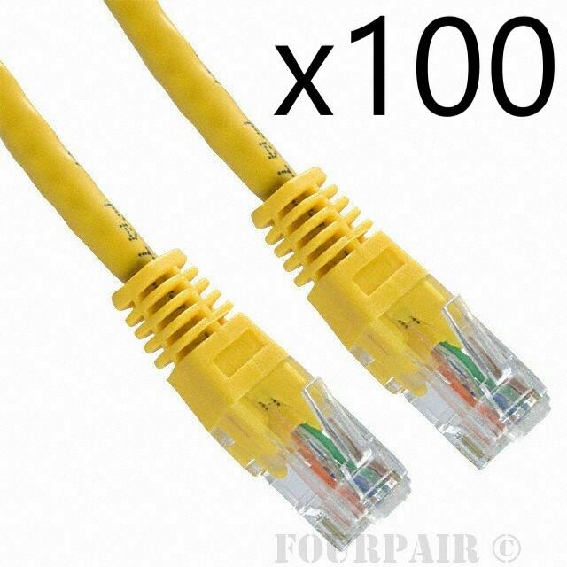 100 Pack Lot 1ft CAT5e Ethernet Network LAN Router Patch Cable Cord Wire Yellow