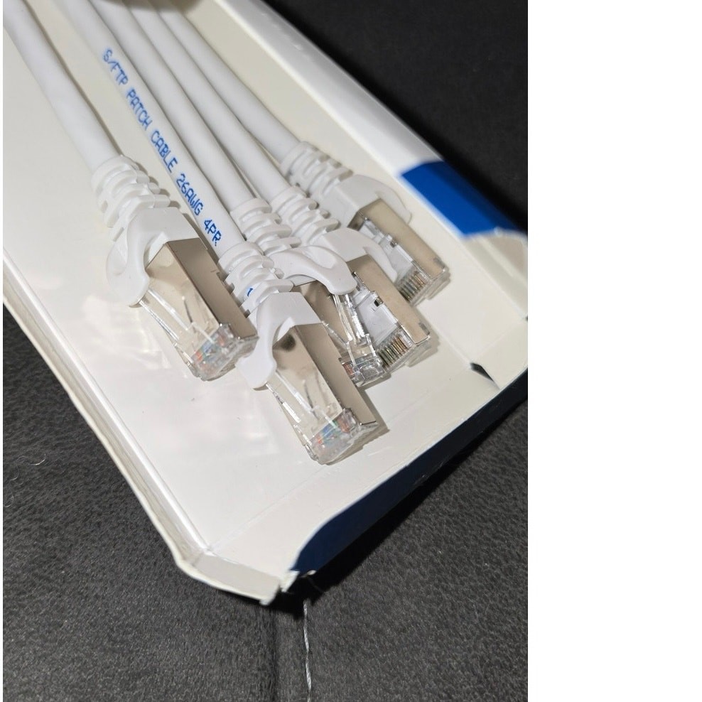 5-Pack Cat6A Snagless Shielded (SSTP/SFTP) Ethernet Patch Cab – 1ft, WHITE