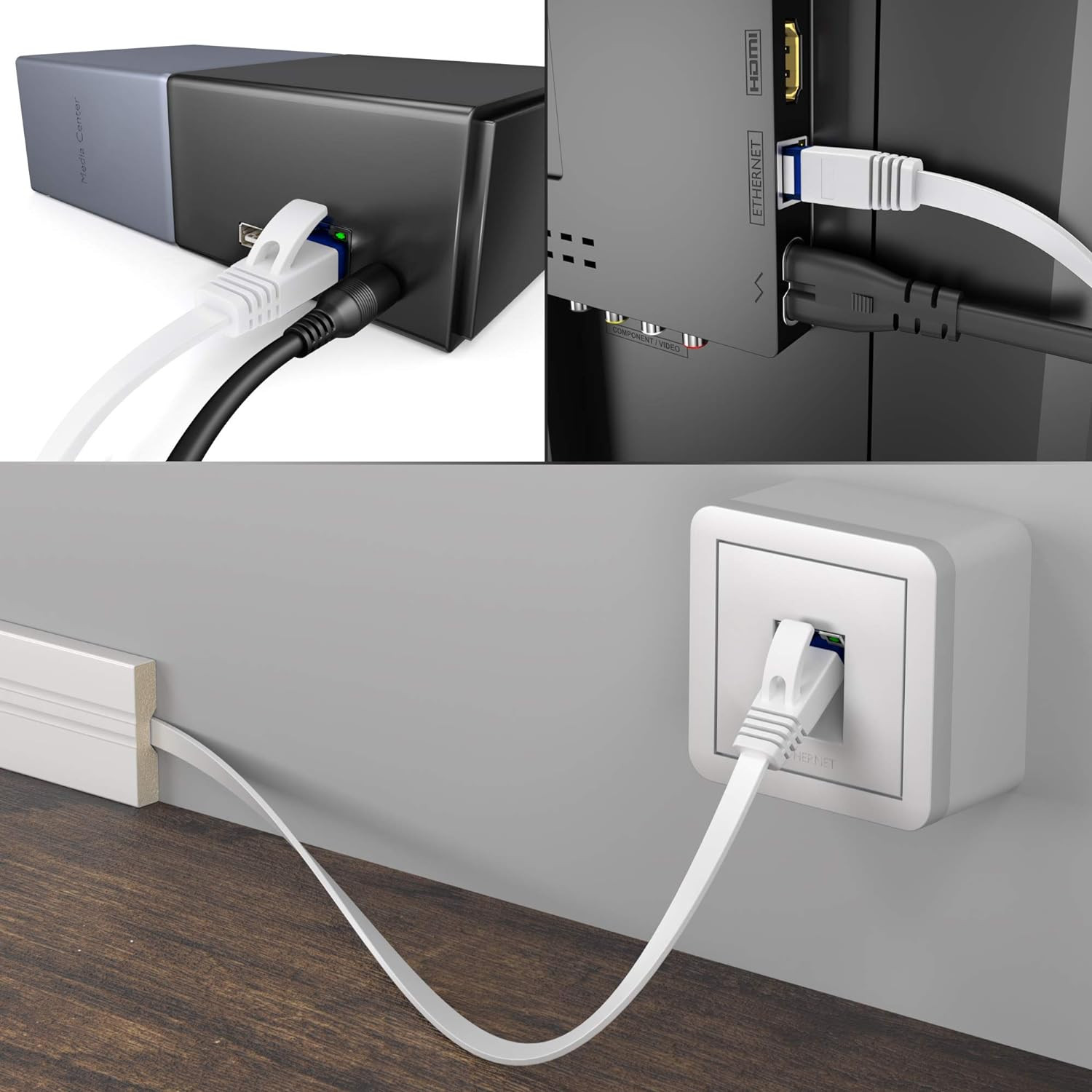 Flat Ethernet Cable with Break-Proof Design, Internet/Lan Cable – 100Ft (1Gbps