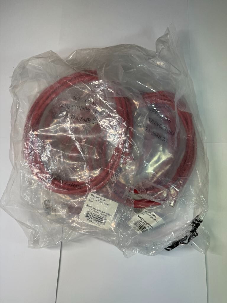 Lot of 5 RoHS MUTP6-7RDB 7FT C6 RJ45/RJ45 Connectors EIA/TIA 568B.2-1 Red