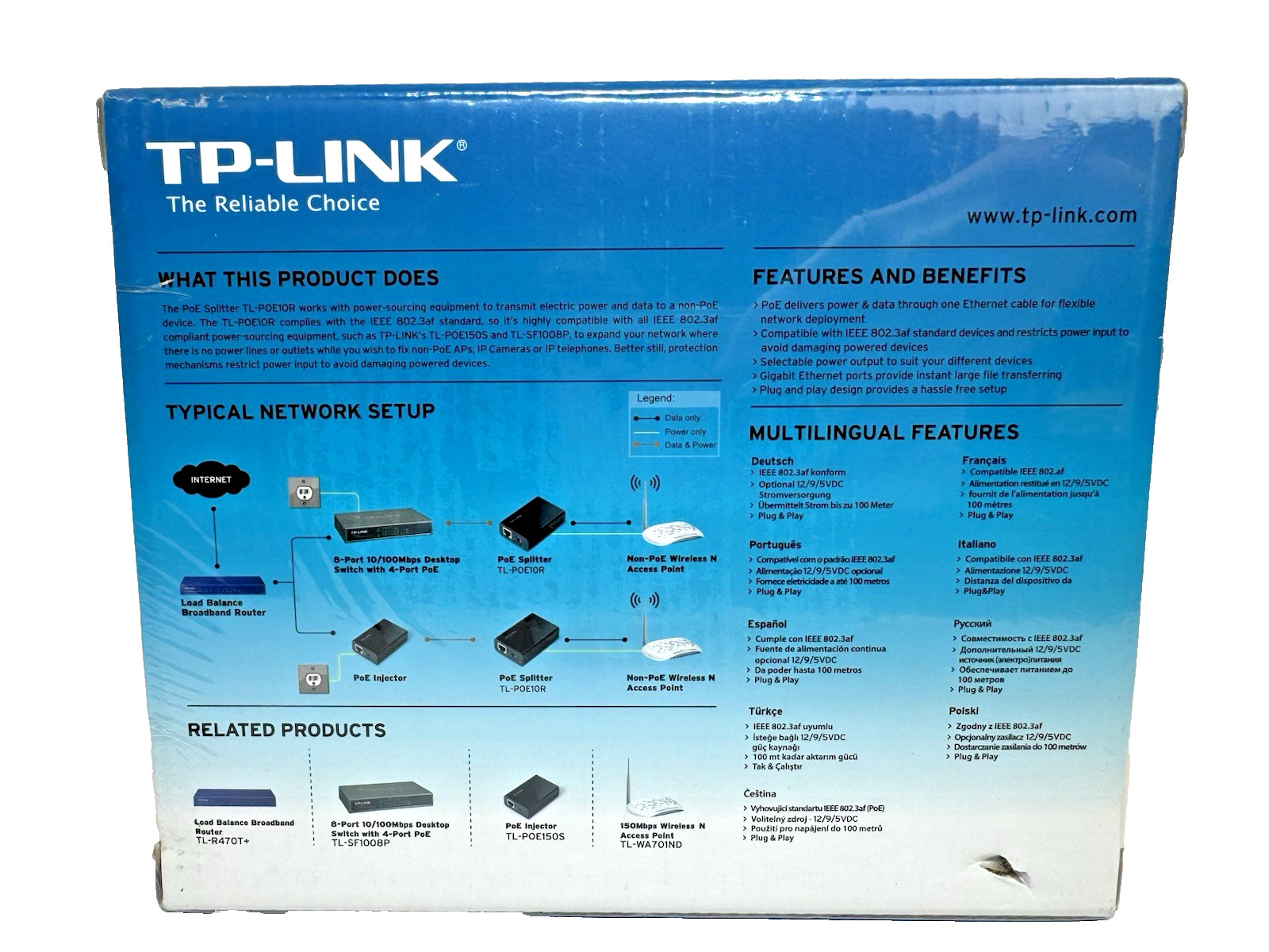 TP-LINK TL-POE10R Gigabit PoE Splitter Adapter – New