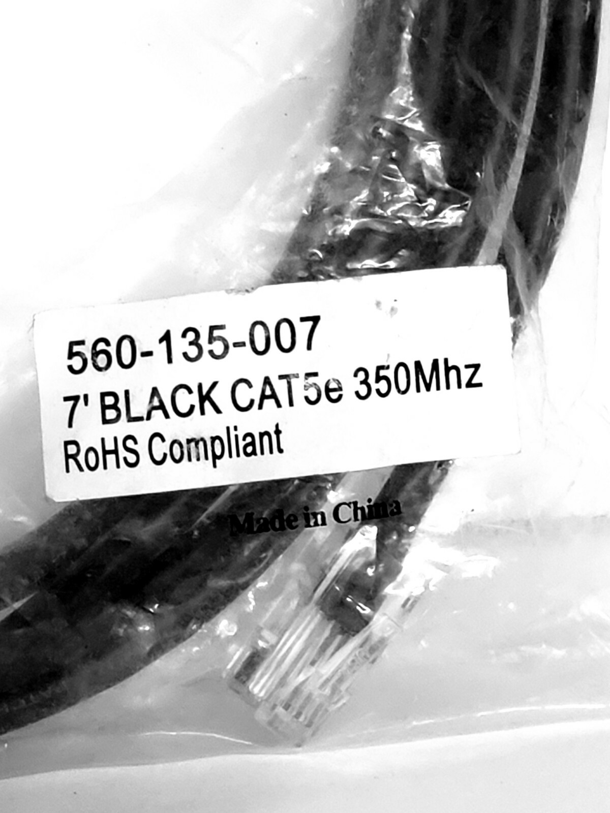 7ft Black CAT5e Gold 350Mhz Patch Cable 4 Pair UTP 560-135-007 RoHS Compliant