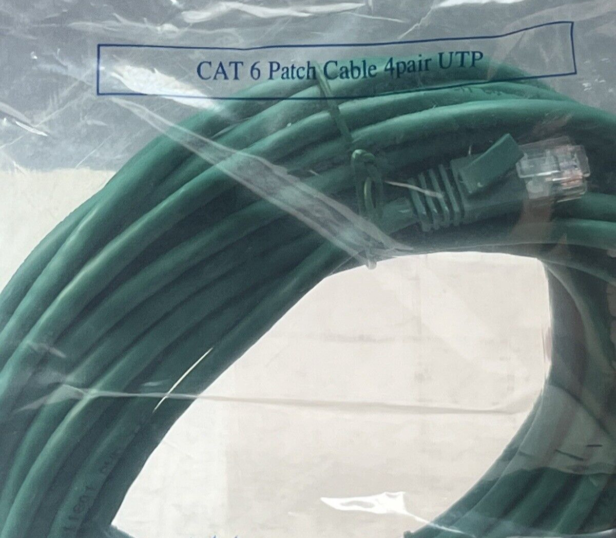 Cat6 Ethernet Patch Cable, 4 Pair UTP, 25 ft, RoHS Compliant, Green. NEW.