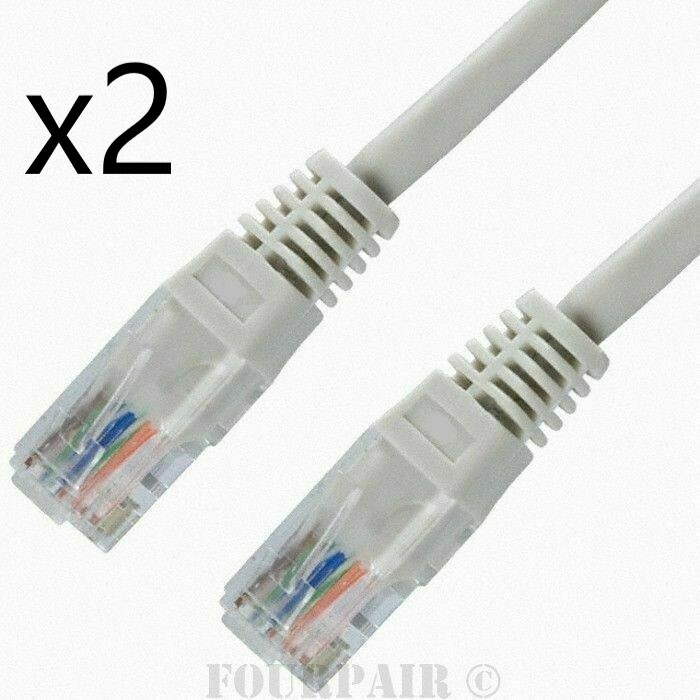 2 Pack Lot – 1ft CAT5e Ethernet Network LAN Router Patch Cable Cord Wire Gray