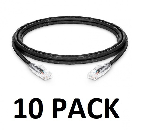 10x Cat6 24AWG Snagless Unshielded (UTP) CM Ethernet Network Patch Cable 10ft