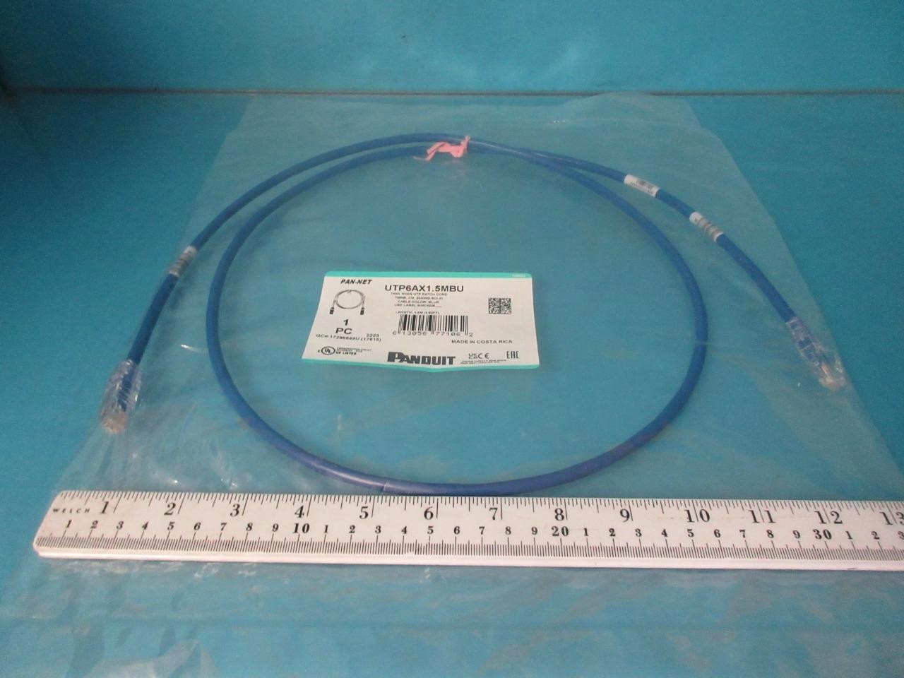 PANDUIT UTP6AX1.5MBU 5′ CAT 6A 26AWG SNAGLESS S/FTP PVC CM ETHERNET PATCH CABLE