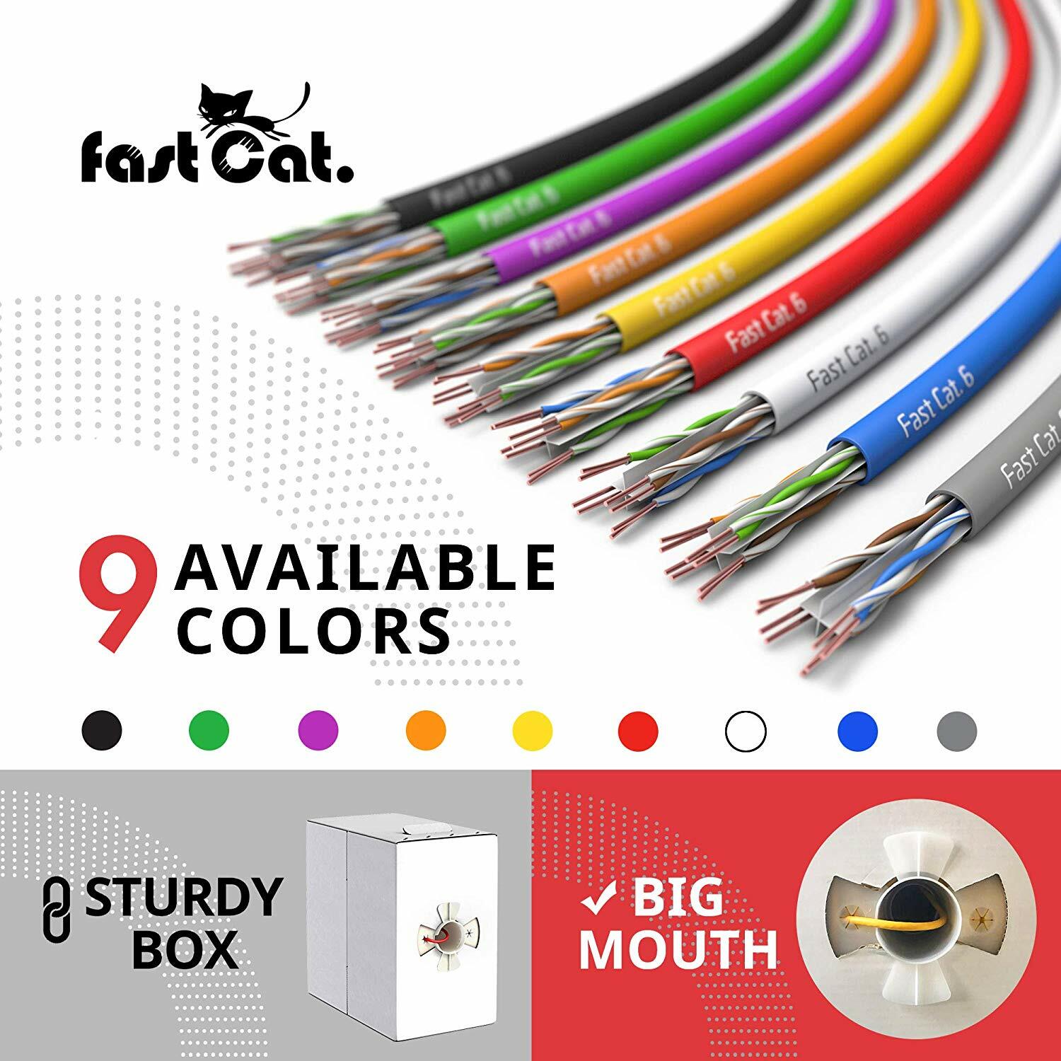 fast Cat. Cat6 Copper Ethernet Cable 1000ft – 23 AWG, CMR, 550MHZ / 10GB UTP LAN