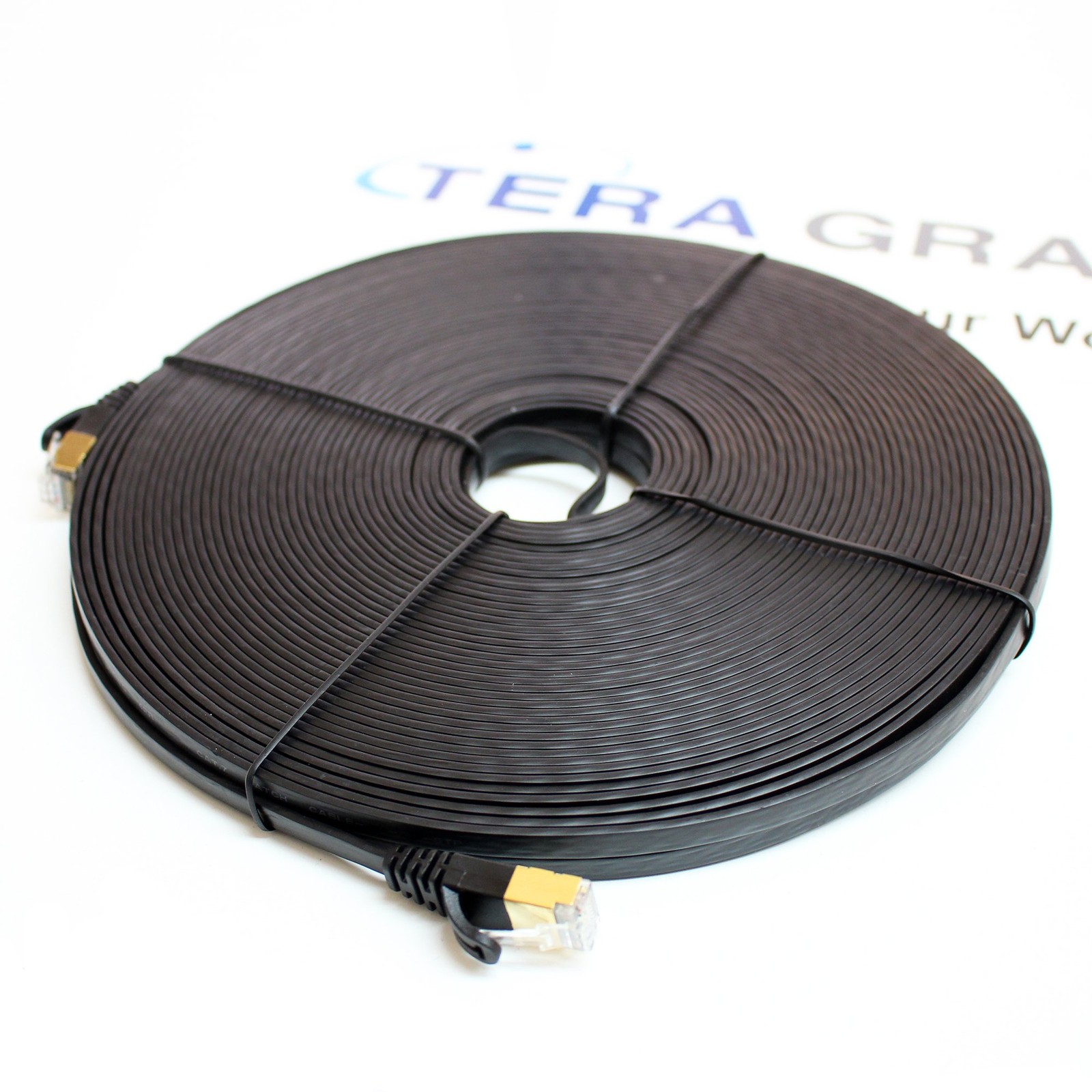 75FT CAT7 10 Gigabit Ethernet Ultra Flat Patch Cable Modem Router Black
