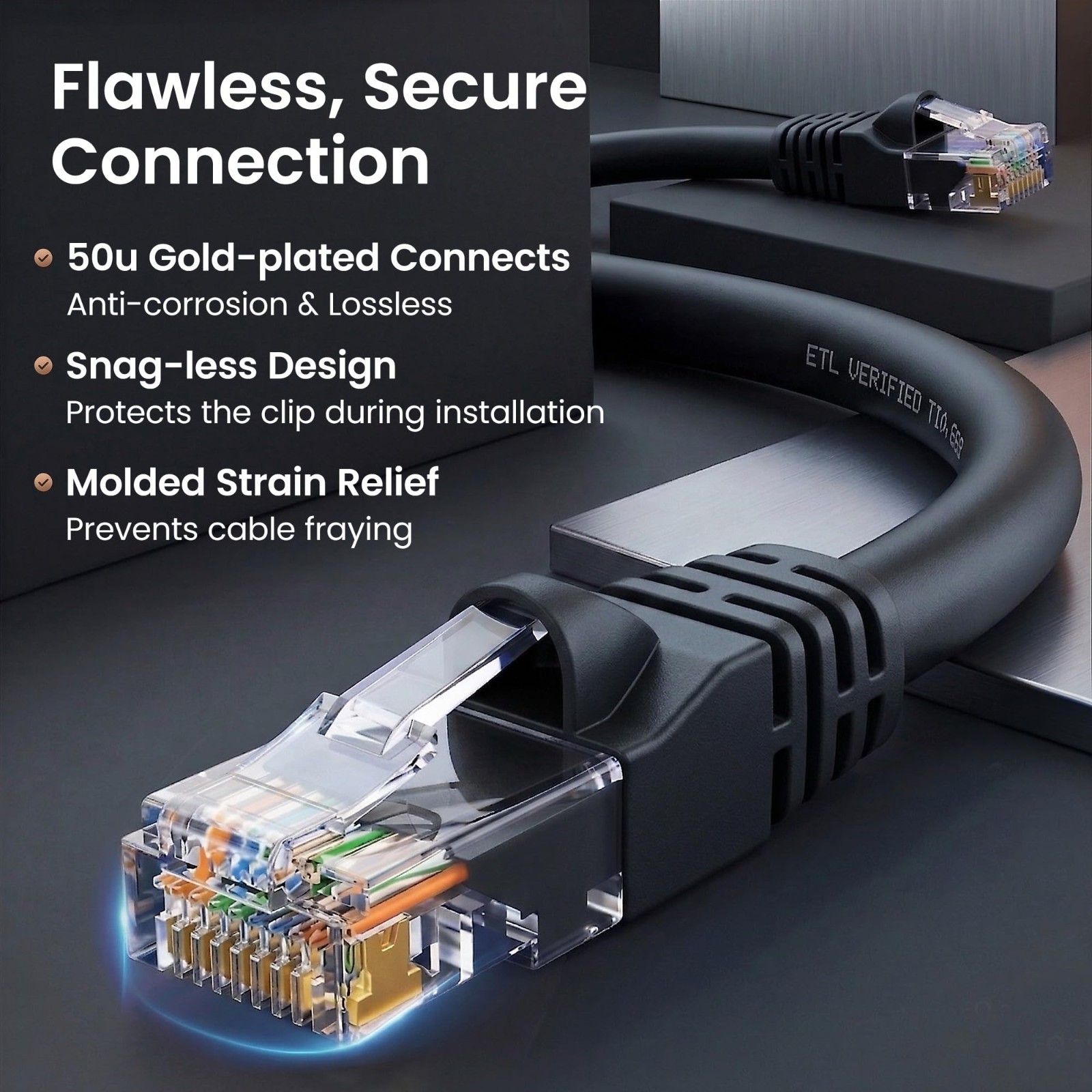Cat 6 Ethernet Patch Cable 1ft Black (10 Pack) – 10Gbps, 550MHz, Snagless, RJ45