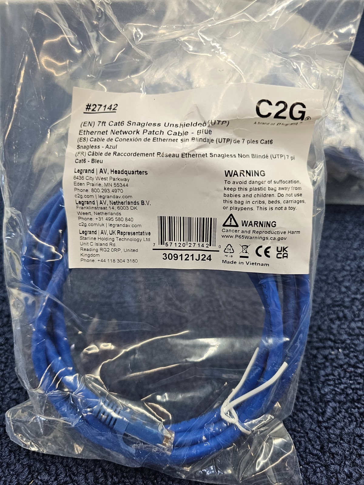 (QTY 5) C2G 27142 7 Feet Cat 6 Snagless Unshielded UTP Ethernet Cable