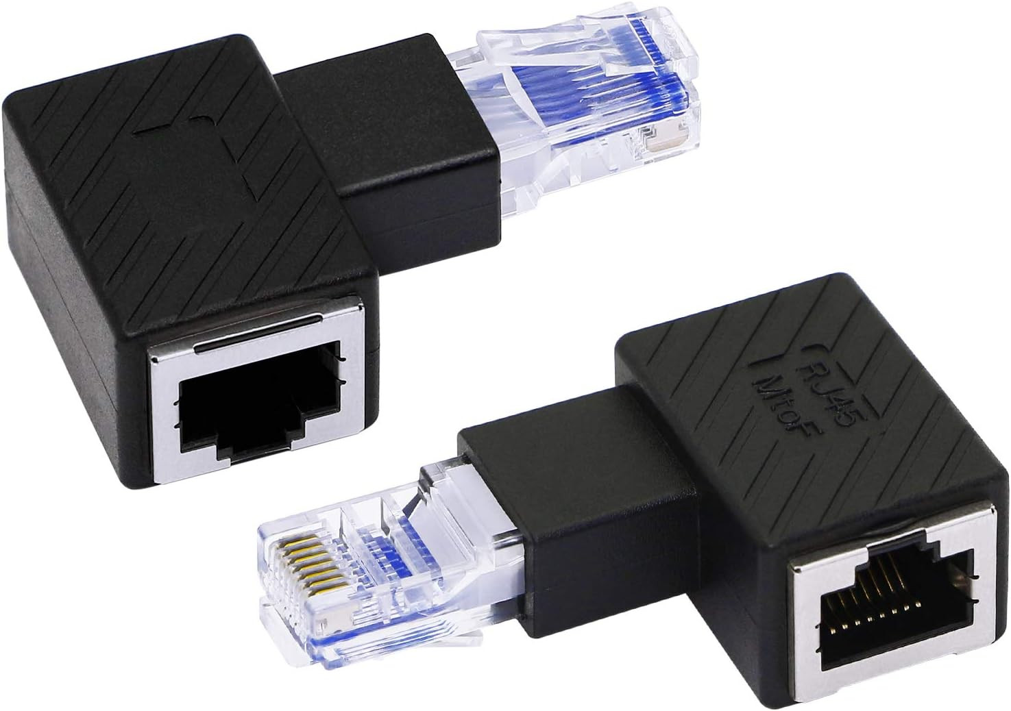 RIIEYOCA 90 Degree Ethernet Adapter,Left Angle RJ45 Male to Female Extension Cat