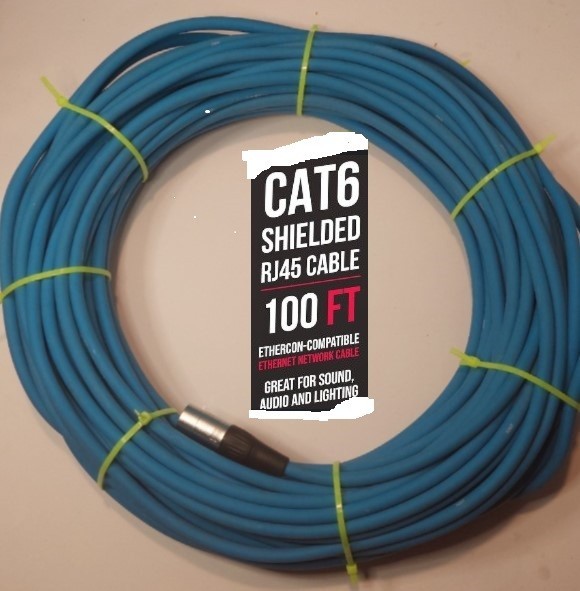 100ft Shielded CAT6 Ethercon Cable – Pro Audio DMX Stage Snake Blue New
