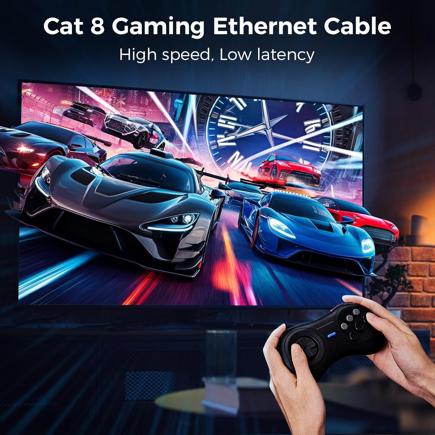 Cat 8 Ethernet Cable 6FT – 40Gbps High-Speed with Gold Plated Connectors