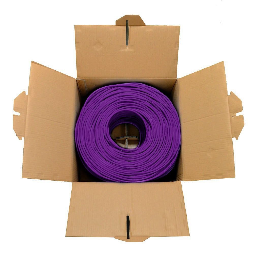Dripstone CAT6 1000ft UTP Solid Cable 23AWG LAN Network Ethernet RJ45 Wire, Purp