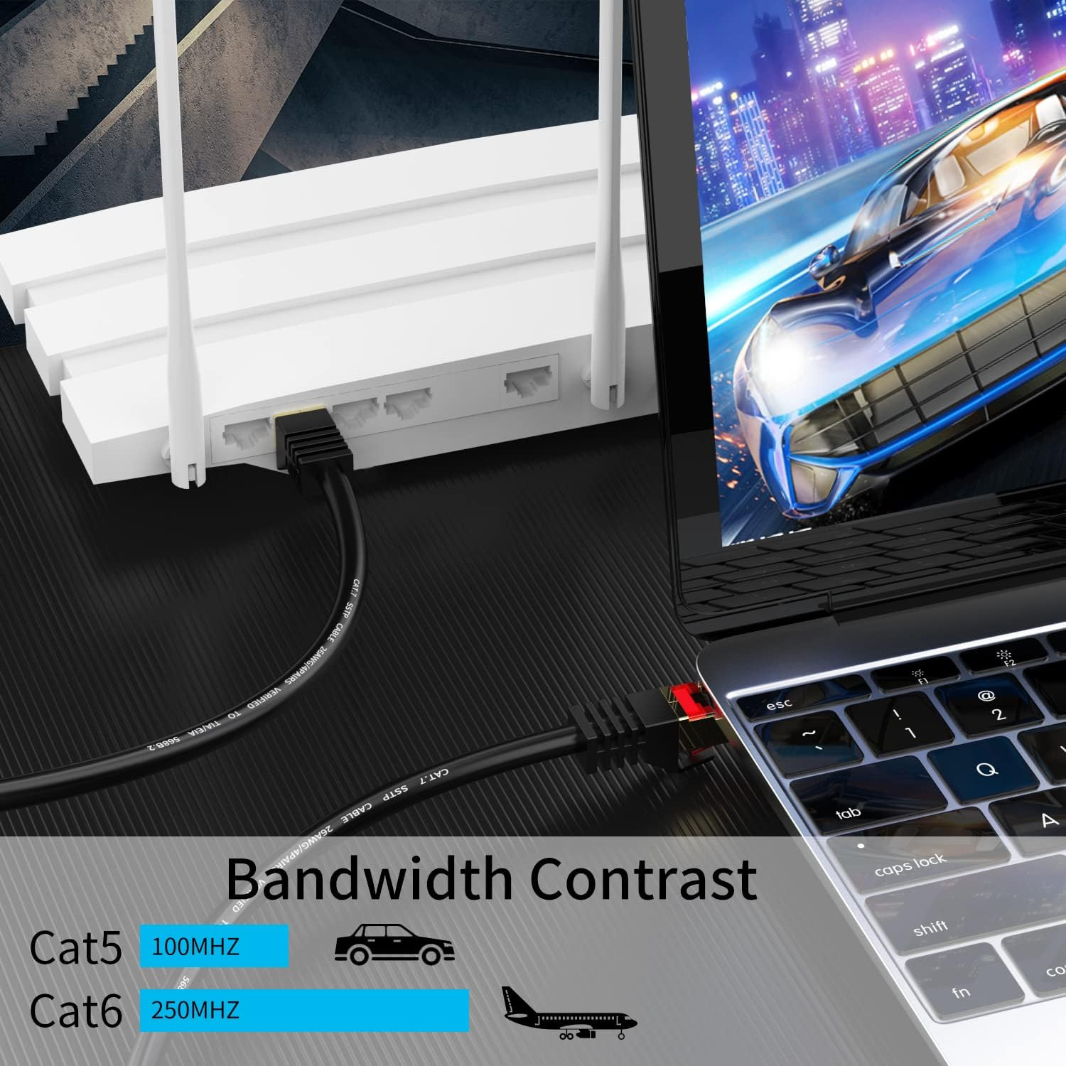 350Ft Cat6 Outdoor Ethernet Cable, UV Resistant, Waterproof, Buried-Able