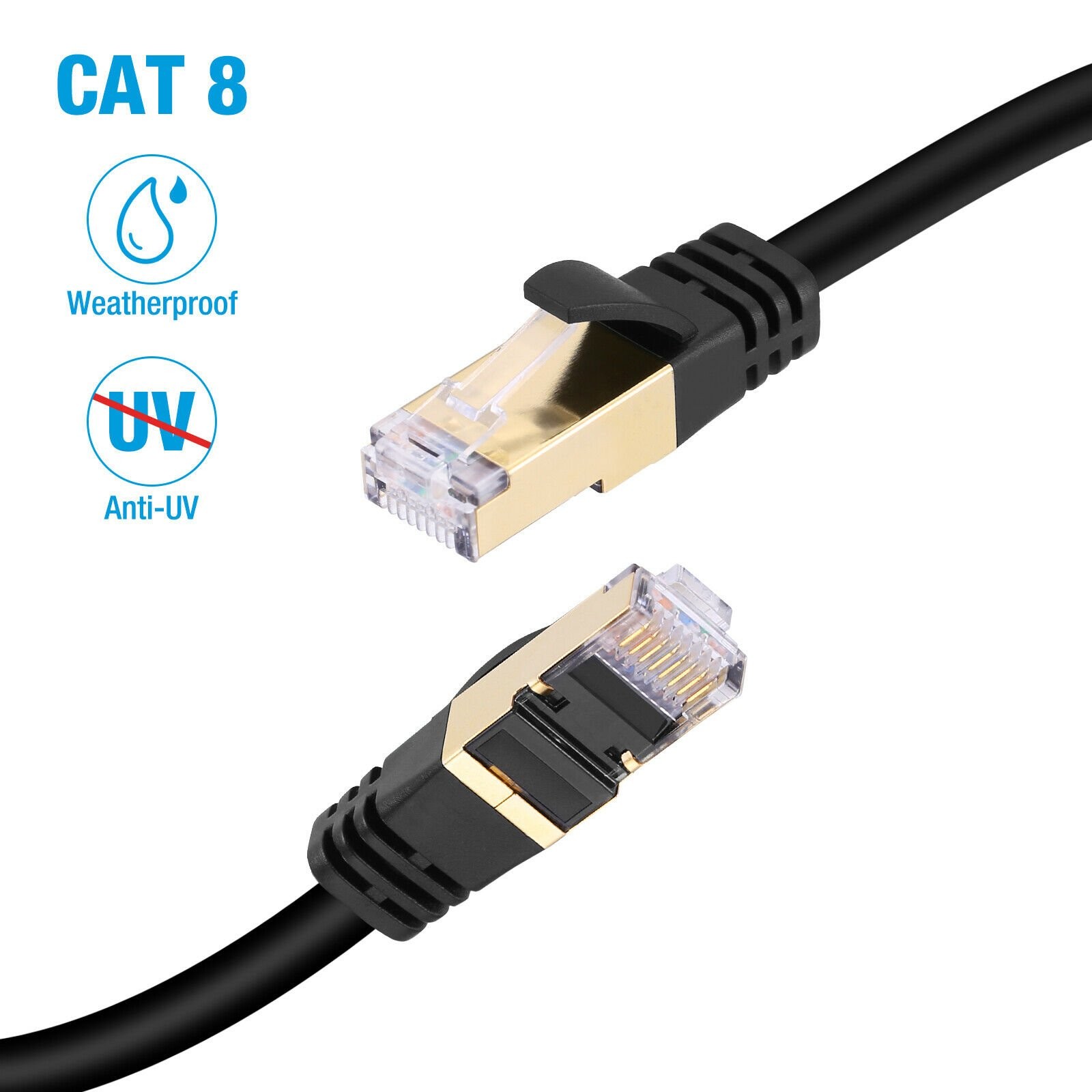 Cat 8 Ethernet RJ45 40Gbps LAN Cable Super Speed Patch Network Gold Plated Lot