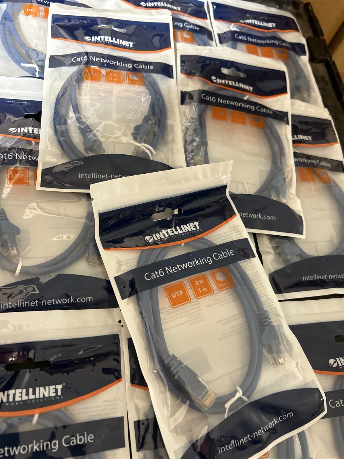 12 Pack Of Cables Intellinet 342582 3ft Blue Cat6 Snagless Patch Cable-Free Ship