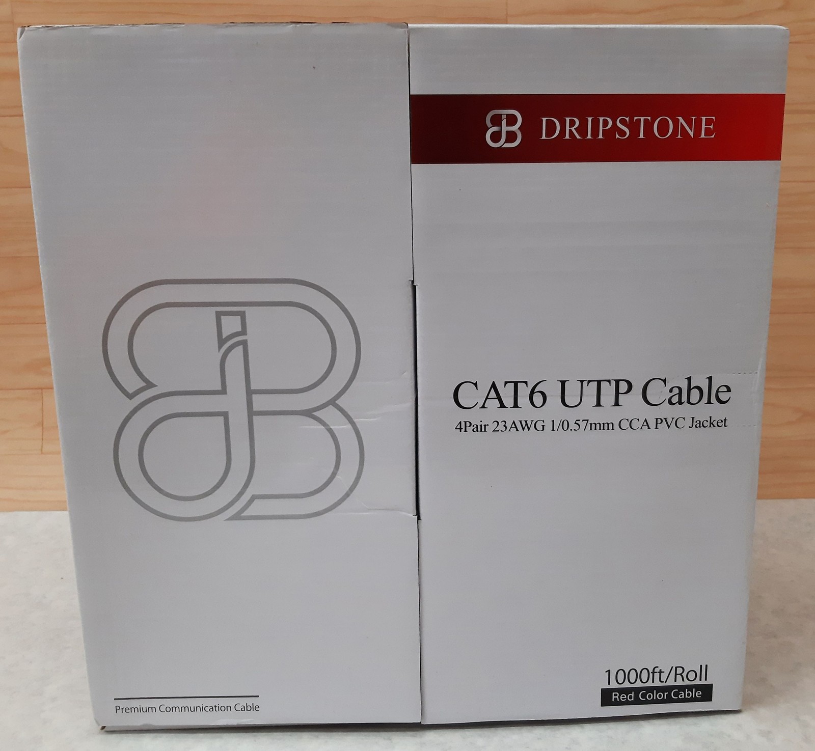 Dripstone 1000 Ft Roll CAT6 UTP Cable 4Pair 23AWG 1/0.57mm CCA PVC Jacket Red