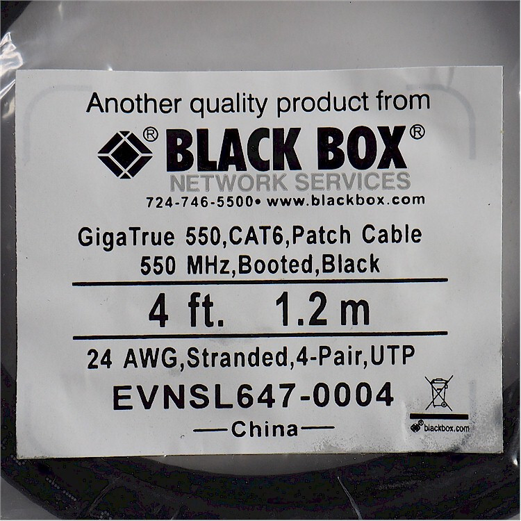 Lot of 66! NEW BLACK BOX GigaTrue 550, 550MHz CAT6 UTP Booted 24 AWG *4 FT*