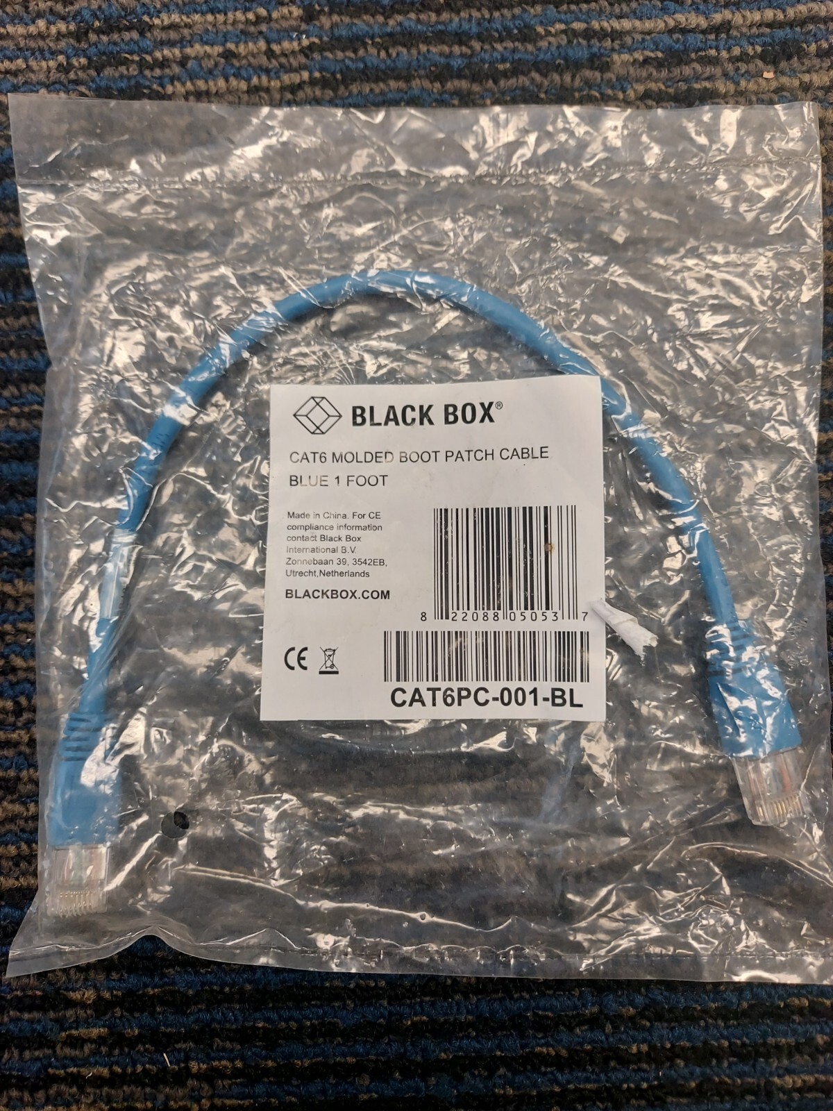Black Box Cat6 1ft Patch Cable CAT6PC-001-BL, Blue (Lot of 25)