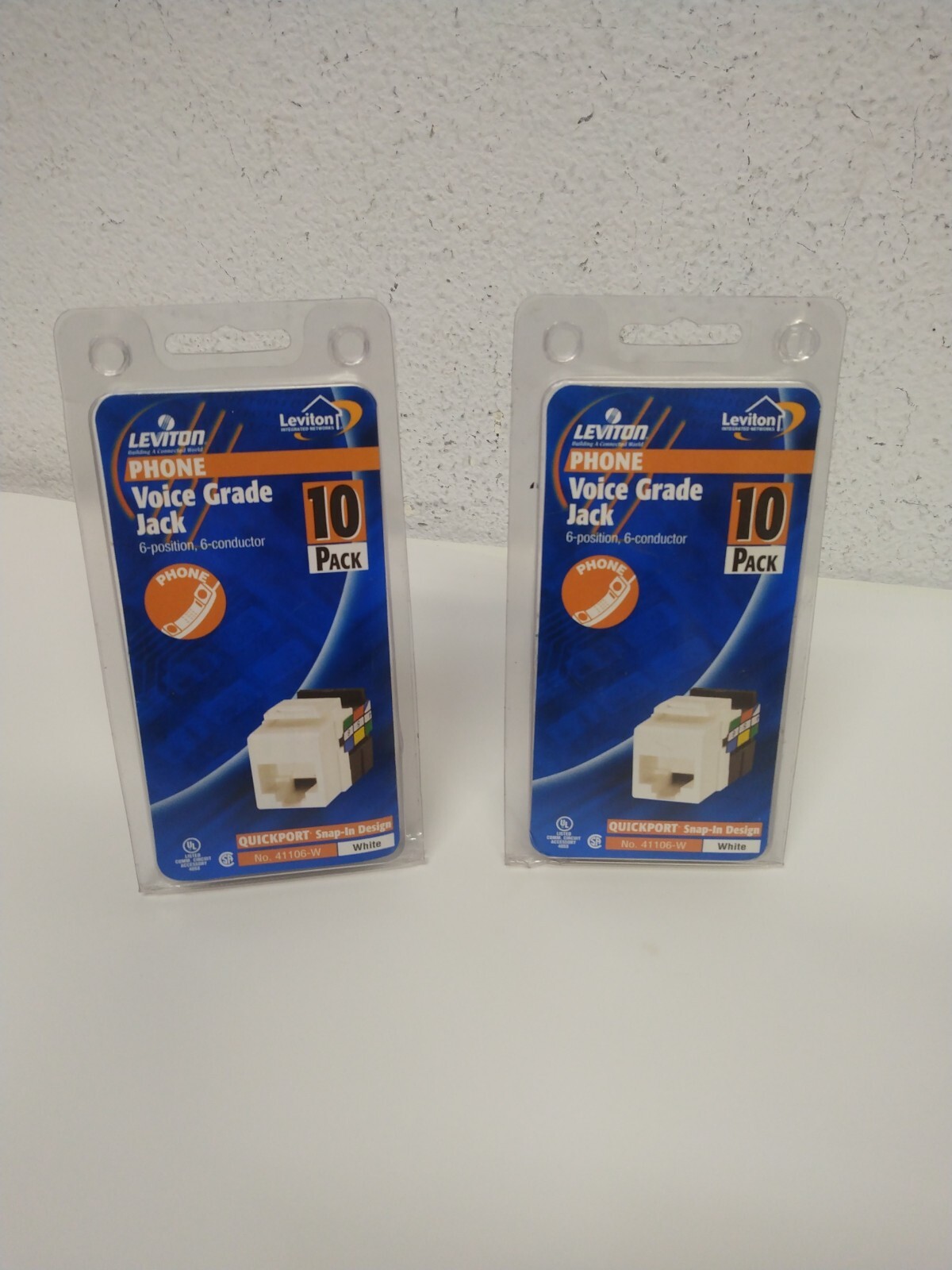Lot of 2 ( 2x 10 Pack) Leviton Phone Voice Grade Jack Quickport M040-41106-White
