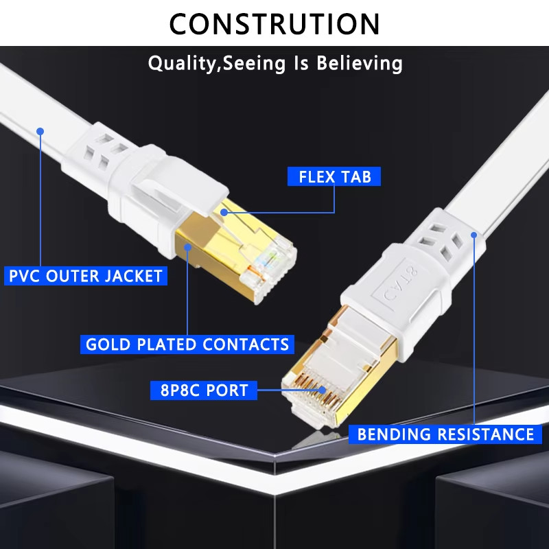 Cat 8 Ethernet Cable 40Gbps 2000MHz High Speed RJ45 Network Shielded Patch Cord