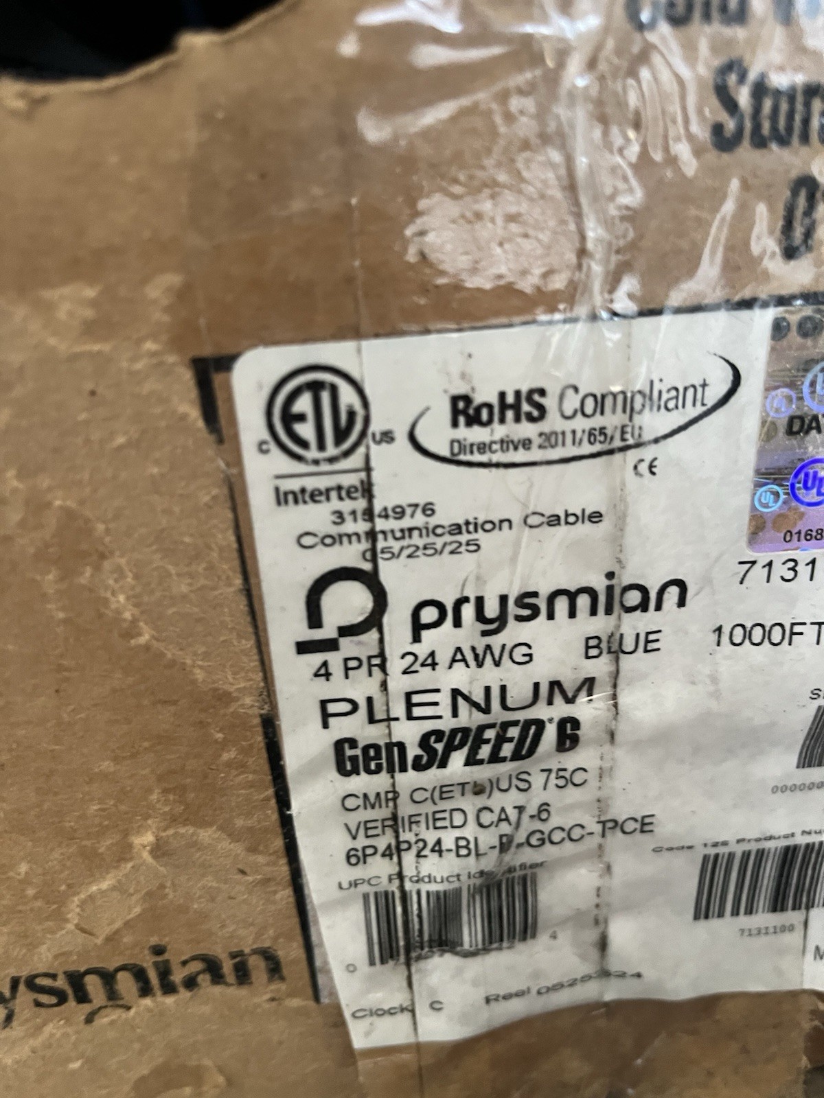 Cable GenSPEED 6 Plenum CAT 6 Cable 23 AWG CMP Blue 500ft