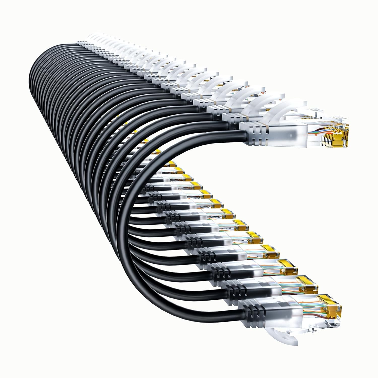 24 Pack 0.5Ft Cat6a Patch Cables Slim Flexible Ethernet Cable 10G 550MHZ