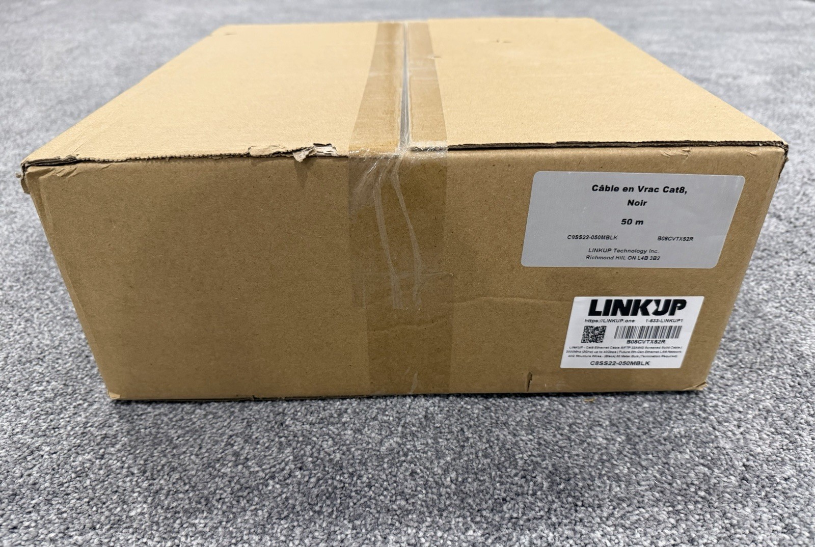 LINKUP Cat8 S/FTP Bulk Cable 22AWG Solid Copper 2000MHz 40Gbps Black – 50 meter
