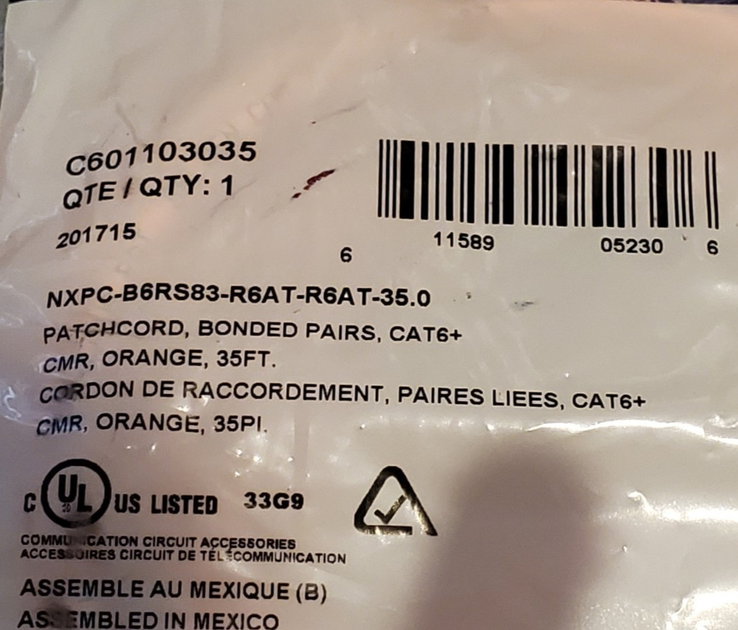 3 Pc Lot 35 Feet BELDEN CAT6+ Patch Cord Bonded Pair Orange 105 FEET TOTAL