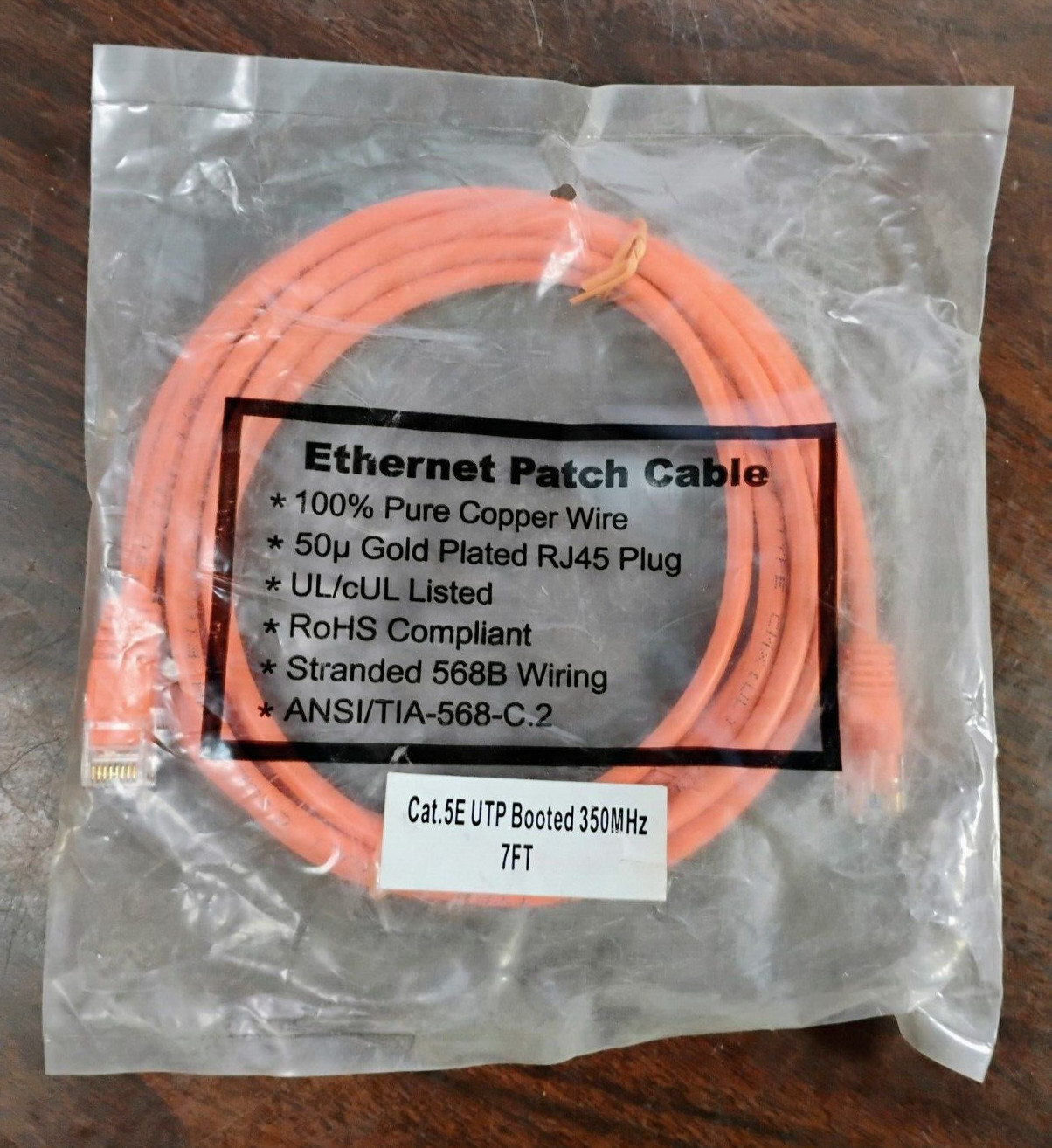 ETHERNET PATCH CABLE *LOT of 10* 7FT COPPER WIRE GOLD-PLATED RJ45 PLUG NEW