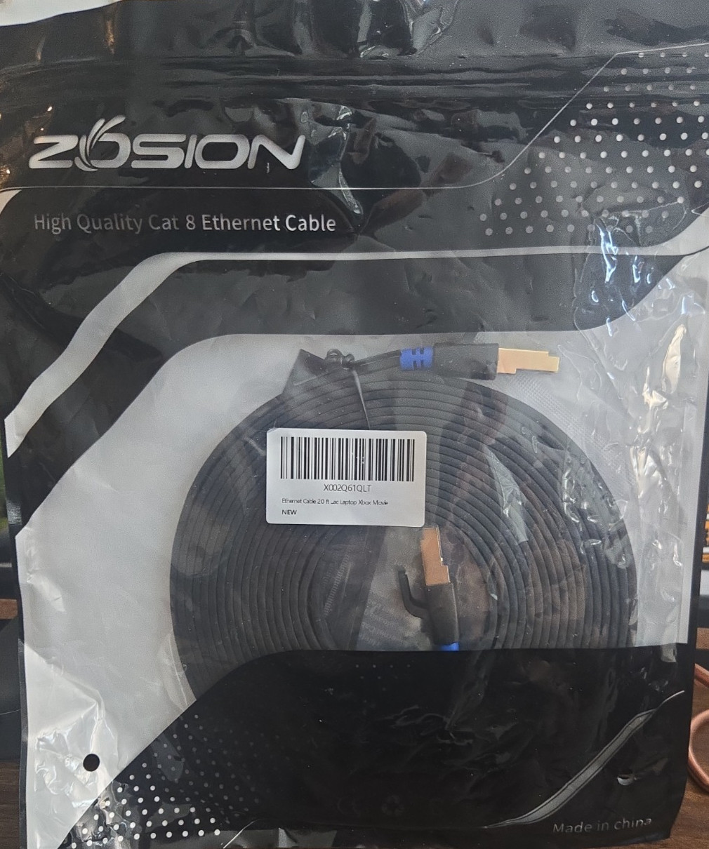 ZOSION Cat 8 Ethernet Cable 20 Feet New Sealed