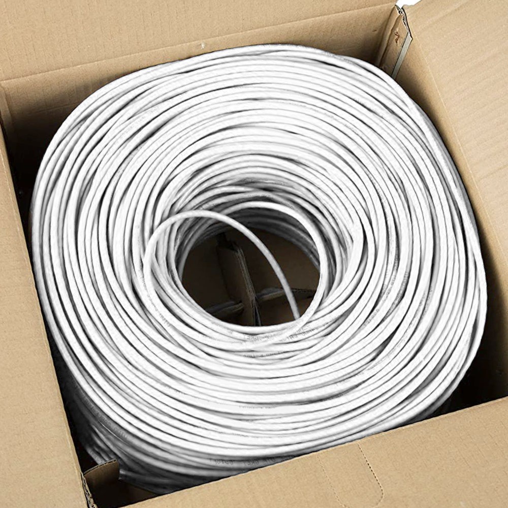 Cat6 Plenum Bulk Ethernet Network Cable 1000ft CMP Solid 23AWG UTP White