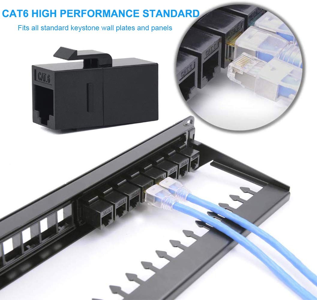 20 Pack RJ45 Coupler Ethernet Keystone Jack LAN Network Extension Connector