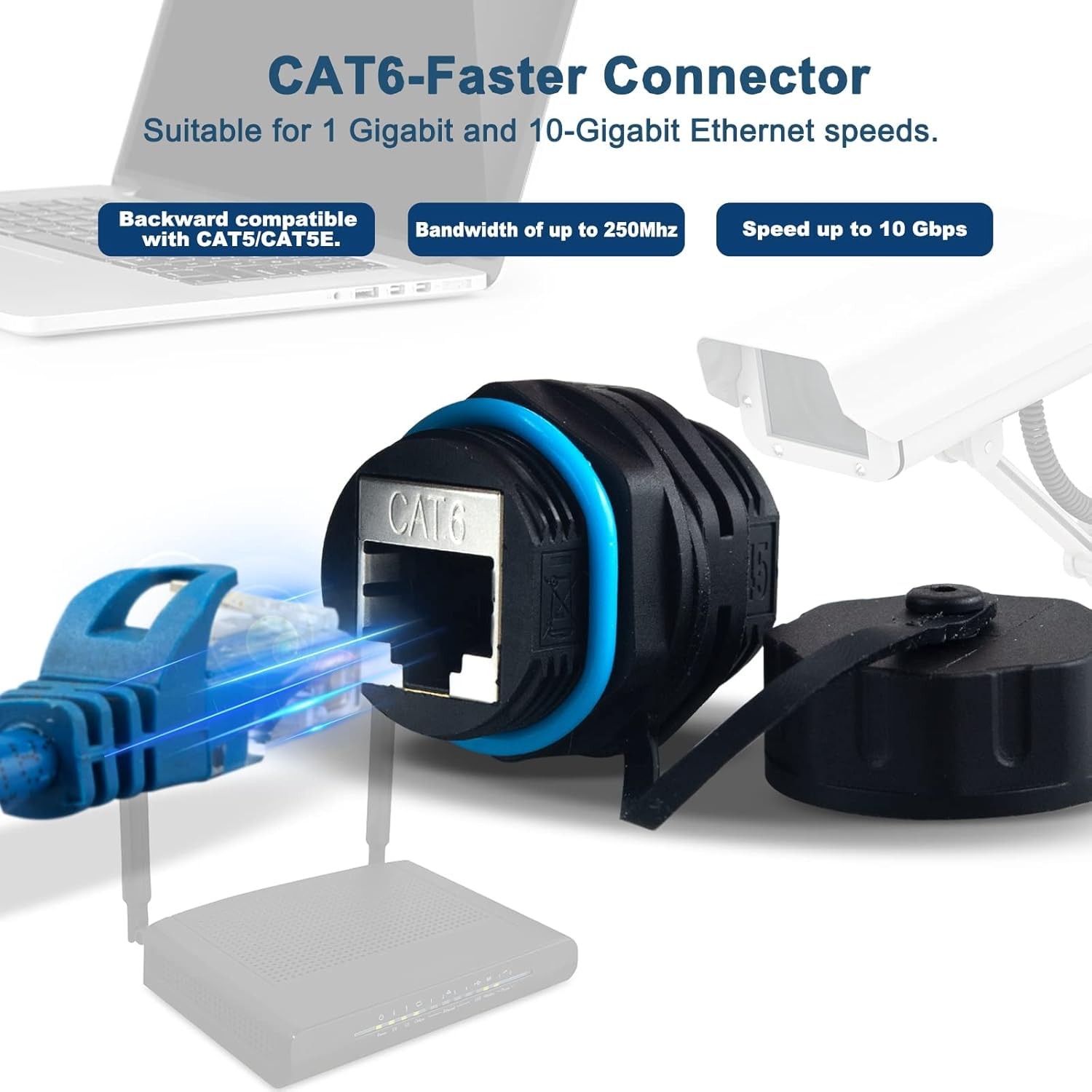 20 Pack Waterproof Cat6 RJ45 Panel Mount Coupler Ethernet LAN Connector Hub