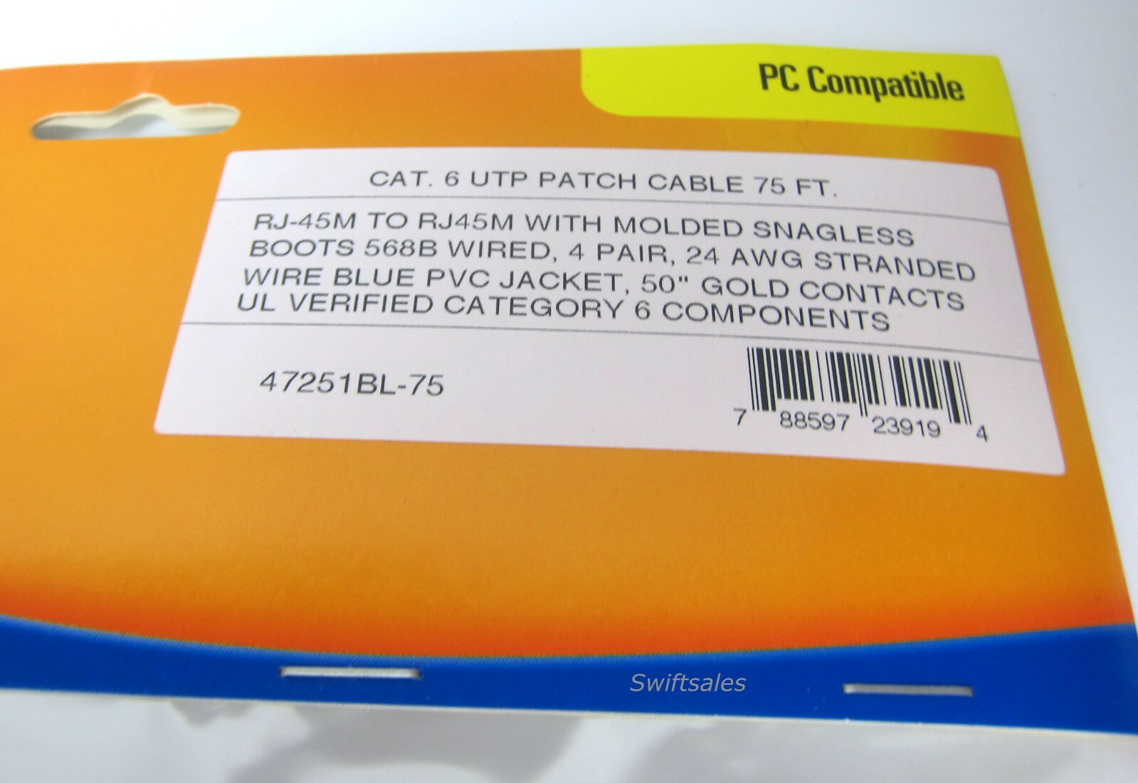 APC Premium 75FT Blue CAT6 Stranded UTP Booted Ethernet Network Patch Cable