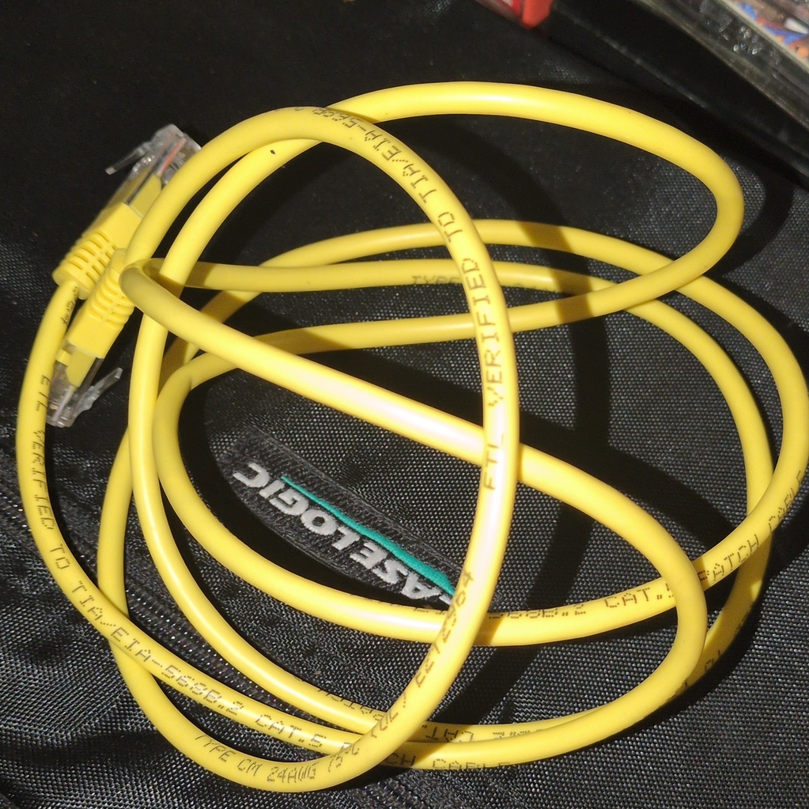 Yellow Cat5e Ethernet Patch Cable 14ft RJ-45 Male to Male Round