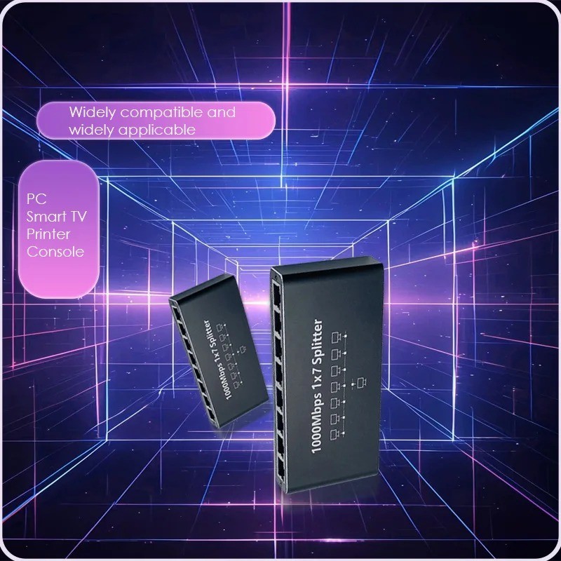 RJ45 Gigabit Ethernet Splitter 1000Mbps LAN Network Internet 1 to 7 Out Adapter