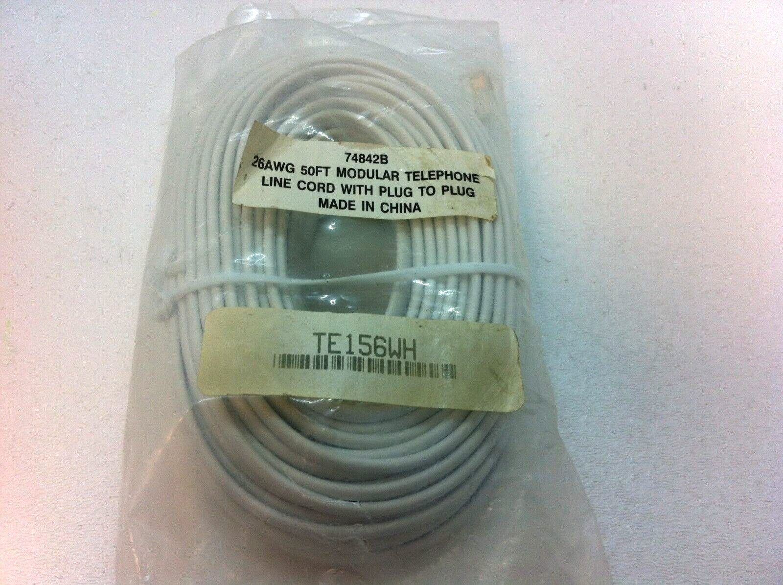 26AWG 50FT Modular Telephone Line Cord Cable with Plug to Plug RJ-45 74842B 23